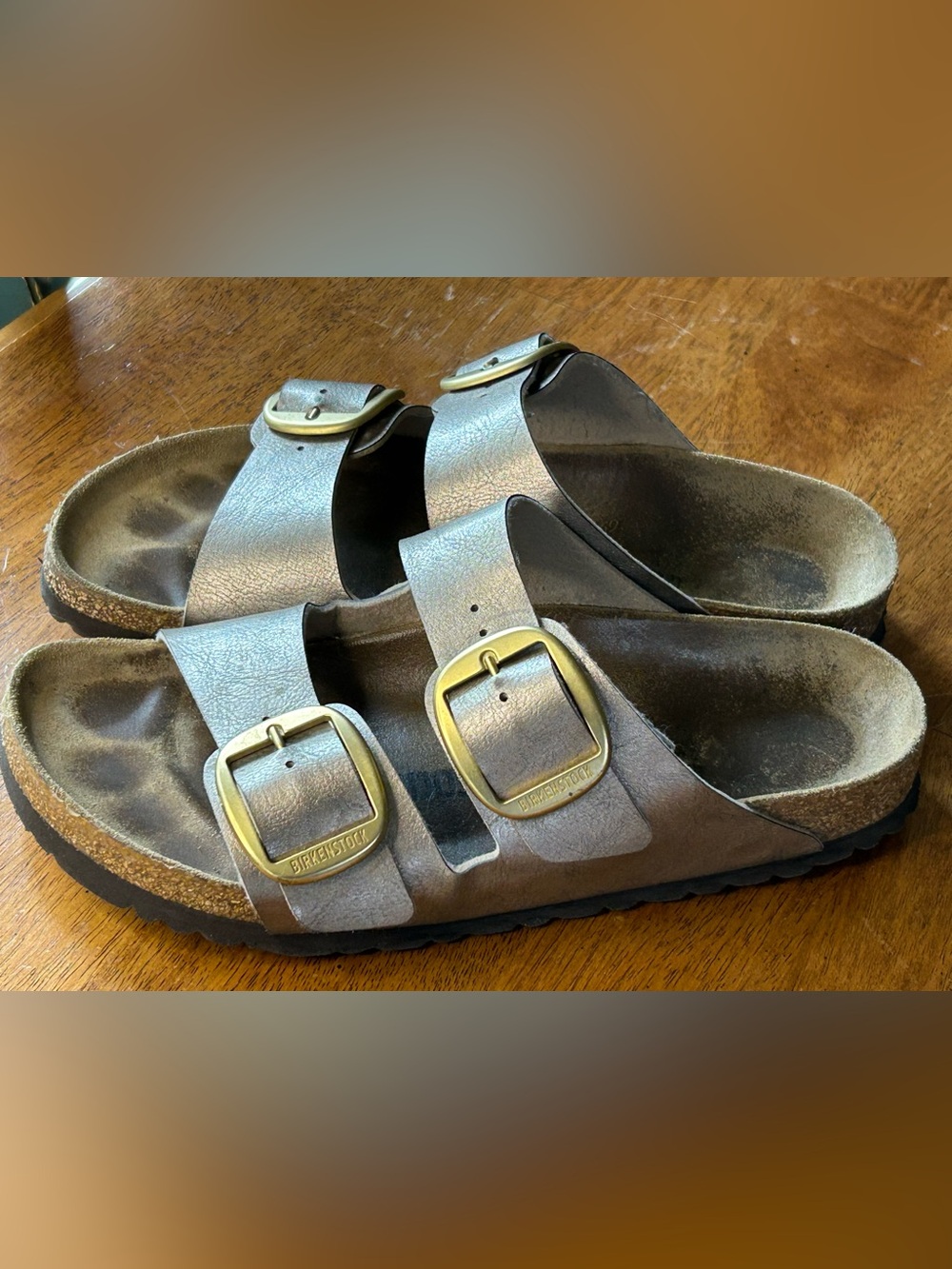 Birkenstock Women's Arizona Big Buckle Birko-Flor Graceful Taupe Sz 40 (W9)